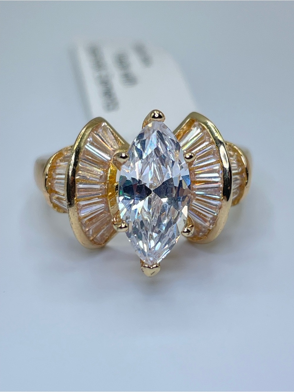 Swarovski Crystal Elements White Swarovski Crystal Marquise Art Deco Ring Sz 7